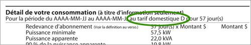 Comment repérer le tarif sur votre facture (exemple avec le tarif D)