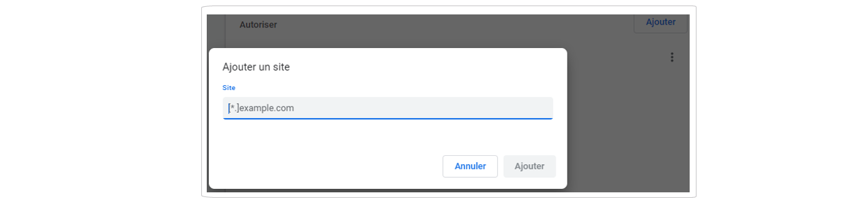 Option Ajouter un site