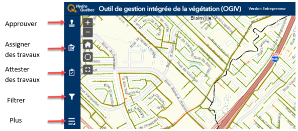 présentation des options du menu de gauche