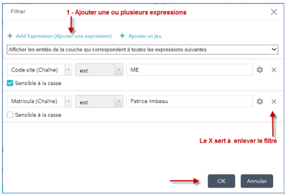 Ajouter une ou plusieurs expressions