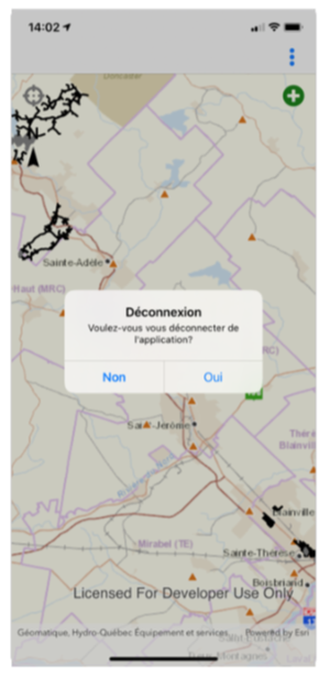 Déconnexion de l'app