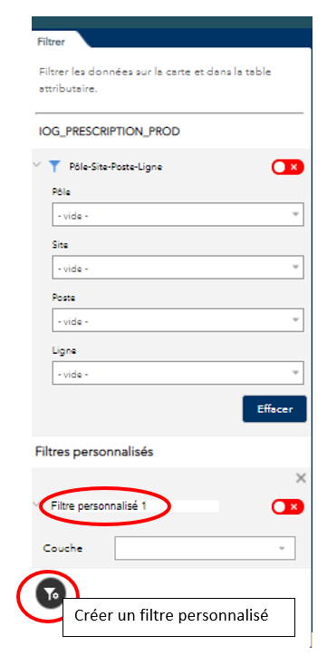 Menu Filtrer