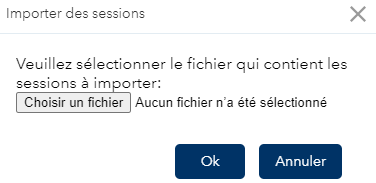 Menu Importer des sessions