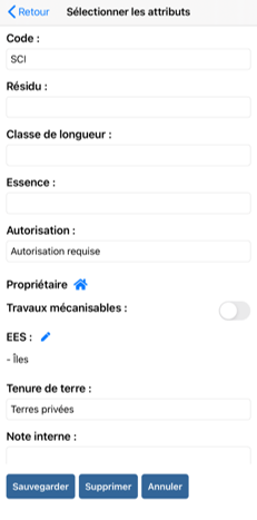Capture d'écran montrant comment saisir les informations d'une prescription sans travaux