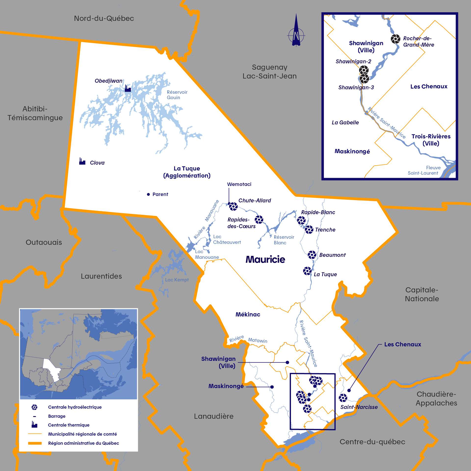 Carte de la Mauricie