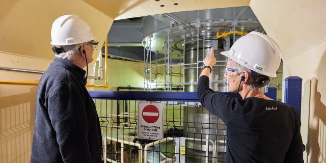 People inside a turbine shaft. 